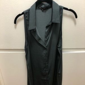 William B. navy silk-like collared dress size L